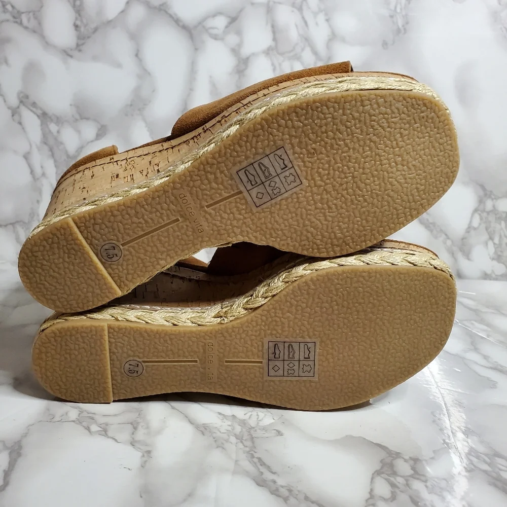 Dolce Vita Brown Suede Wedge Sandals Otto 7.5