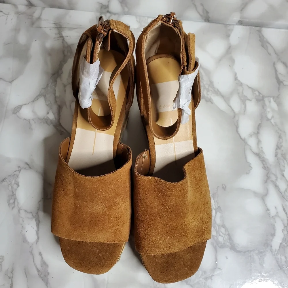 Dolce Vita Brown Suede Wedge Sandals Otto 7.5