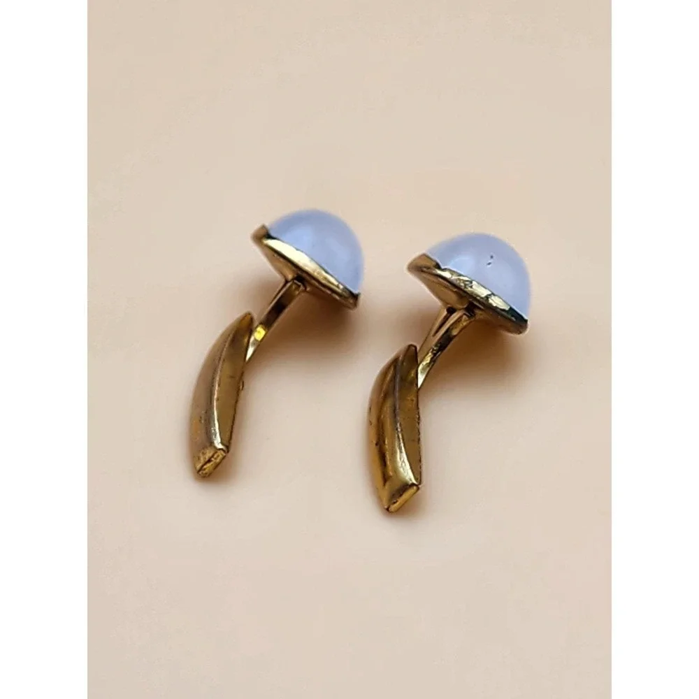 75 Yr Old Vtg Translucent Bakelite Gold Tone Men's Angled Cufflinks FREE $HIP!!