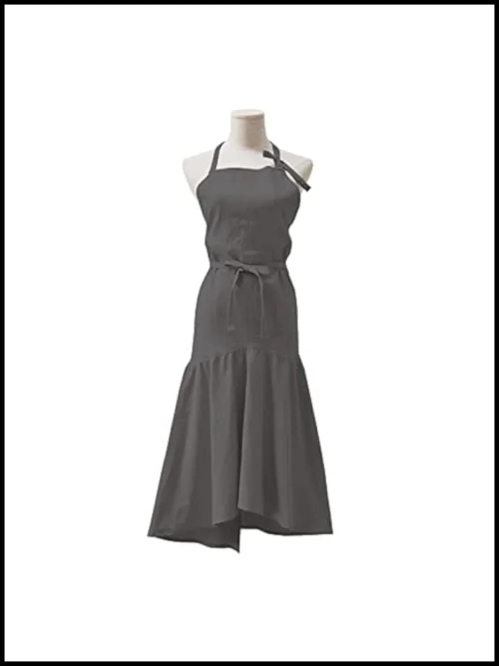 Fishtail Cotton Linen Kitchen Apron Adjustable Belt Long Slim Apron