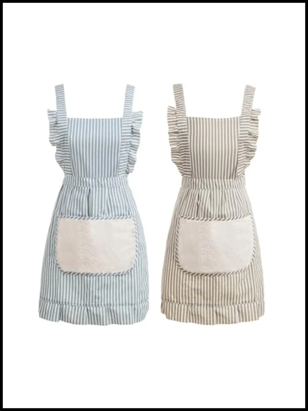 Cotton Bib Apron with Pocket, Adjustable Kitchen Apron for Cooking Baking