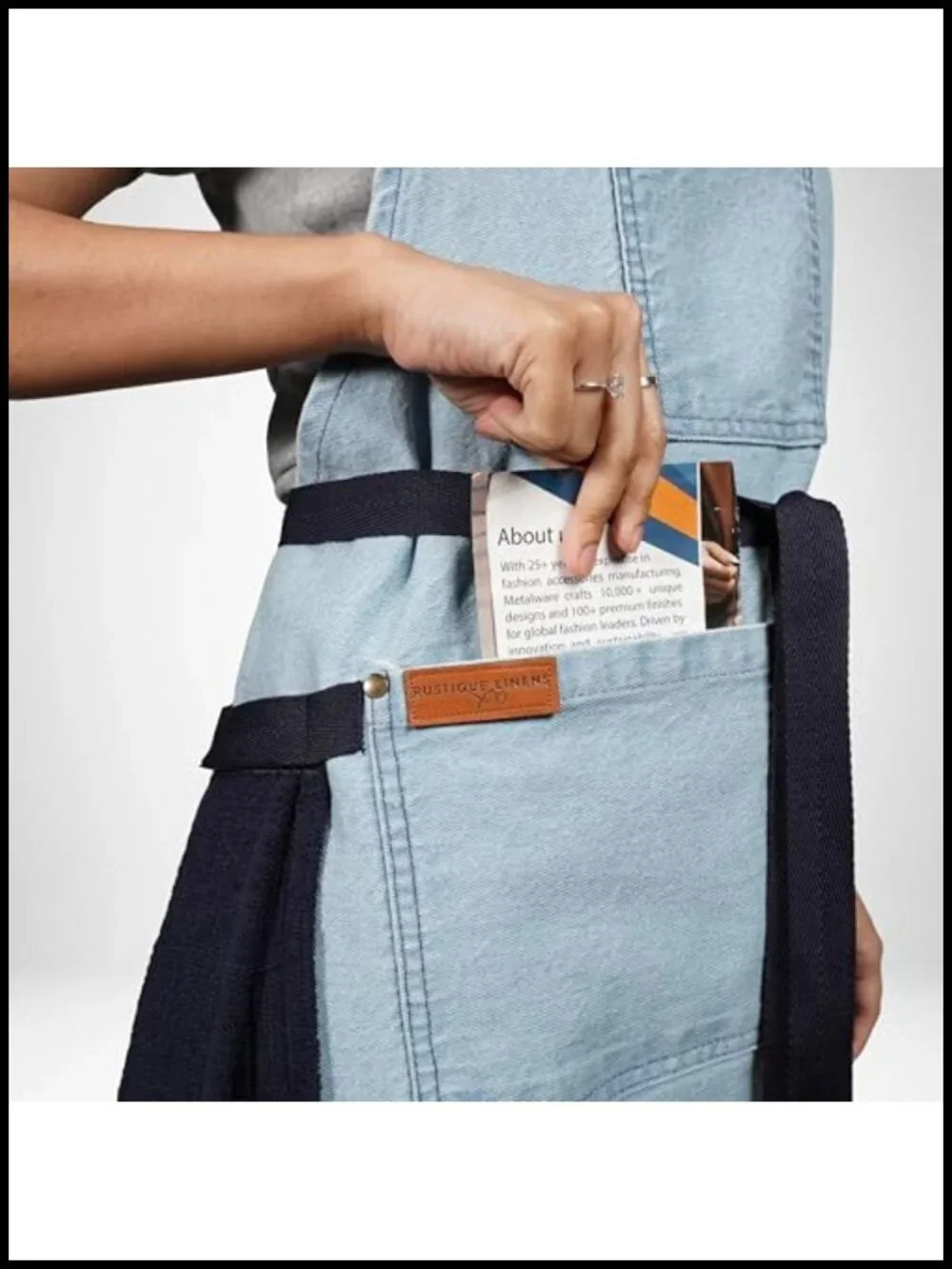 100% Cotton Denim Chef Apron with Terry Towel and 3 Pockets