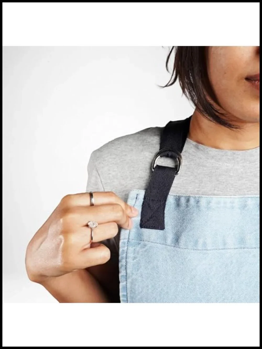 100% Cotton Denim Chef Apron with Terry Towel and 3 Pockets