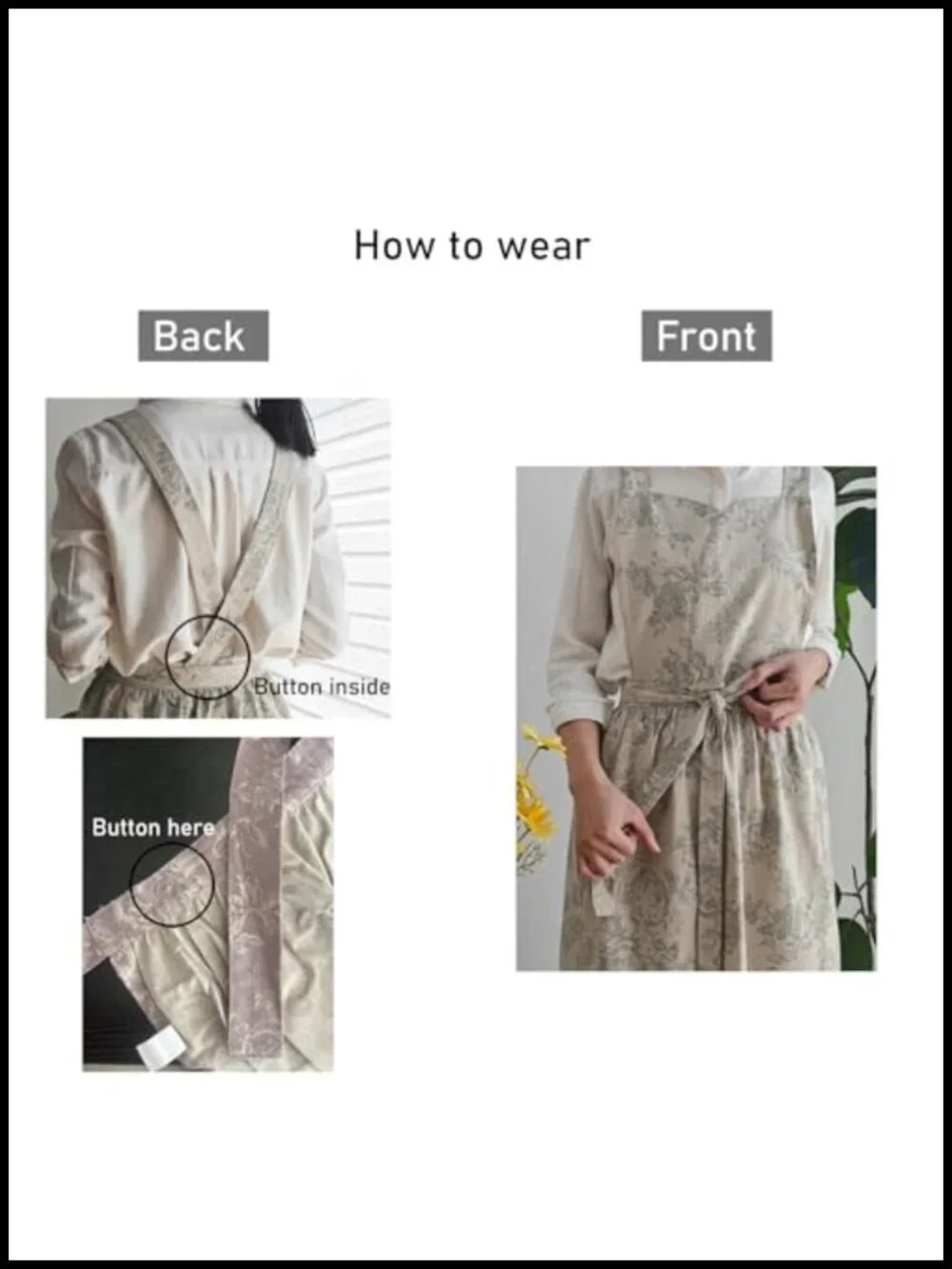 Cotton Garden Apron with Pocket Adjustable Kitchen Baking