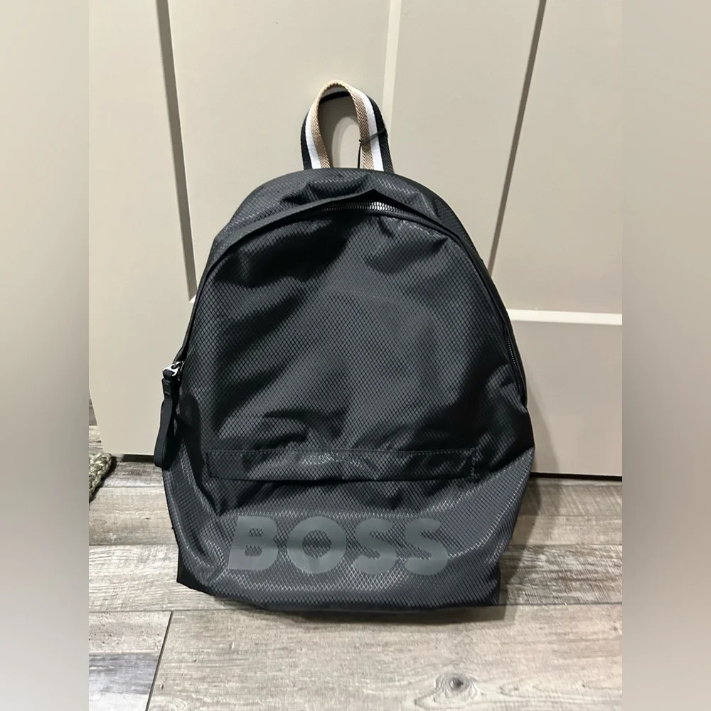 Boss Black Men's Logo Backpack with Contrast Handle