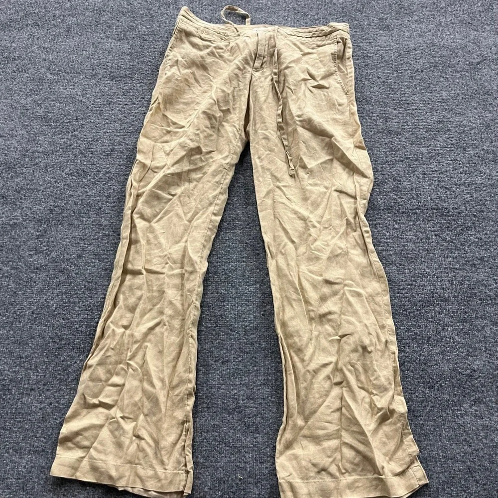 Banana Republic Pants Womens Size 6 Beige Linen Relaxed Fit Drawstring Casual