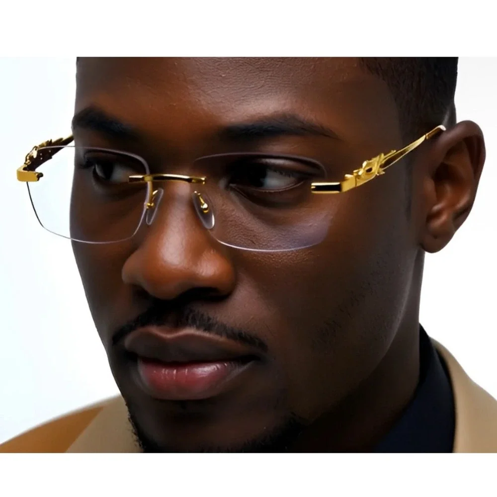 Clear Lens Eye Glasses Frameless Rectangular‎ Street Casual Style Sophisticated