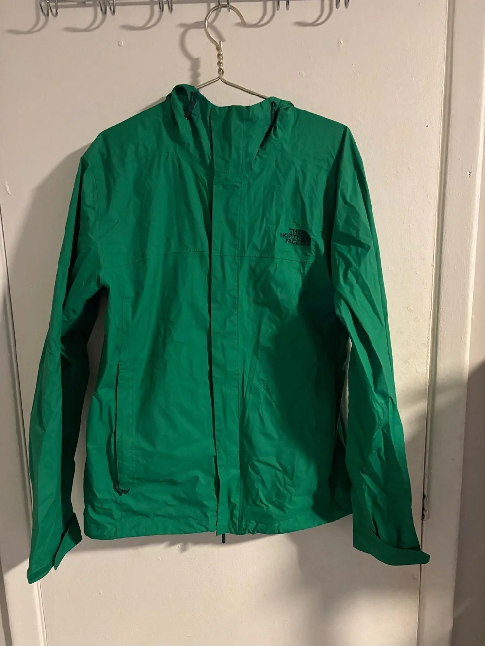 The North Face Men’s Medium Green Hooded Rain Jacket Lightweight Full Zip (1231)