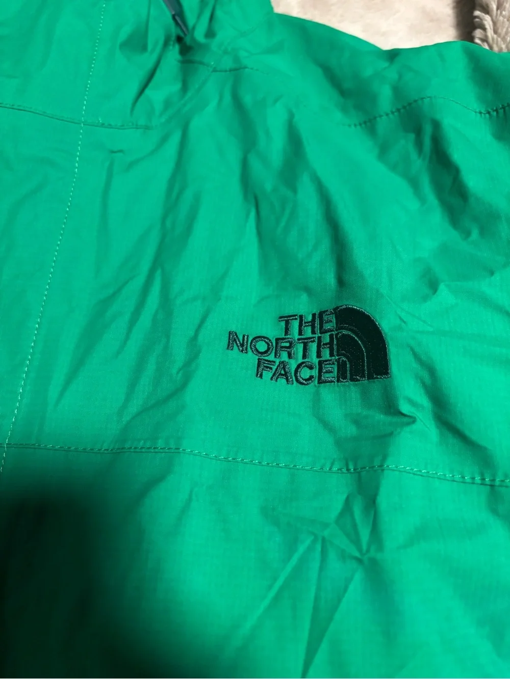 The North Face Men’s Medium Green Hooded Rain Jacket Lightweight Full Zip (1231)