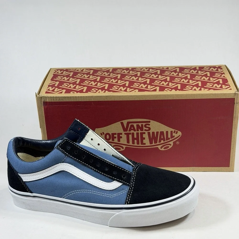 Vans Old Skool Womens-10‎ Mens-8.5 Navy White' Classic Skate Shoes / VN000D3HNVY
