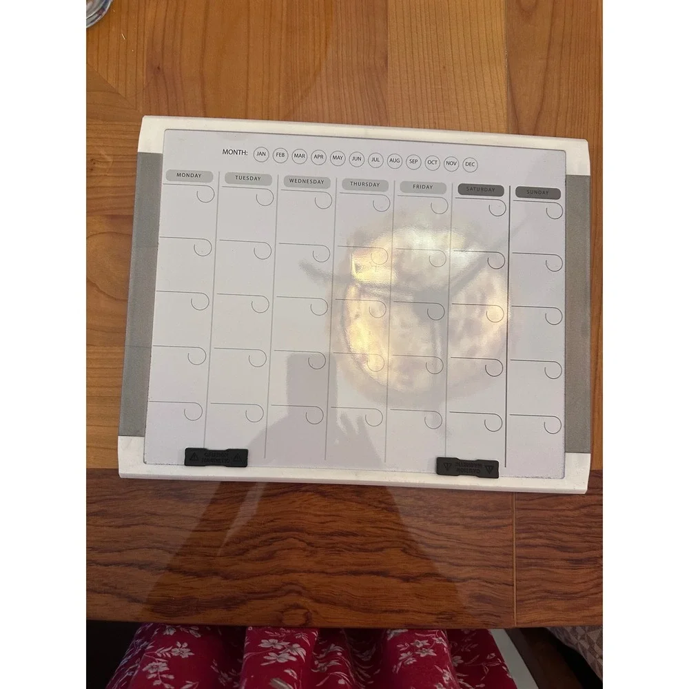Magnetic‎ Dry Erase Monthly Calendar Board White Grey Marble Frame 14x11 85459