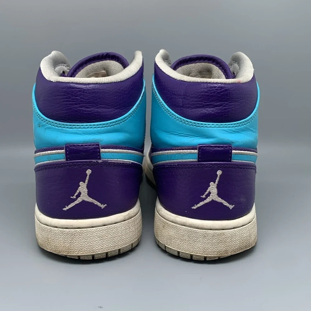 Jordan 1 Mid Hornets Purple Blue Basketball Shoes 554724-507 Men's Sz 11.5‎
