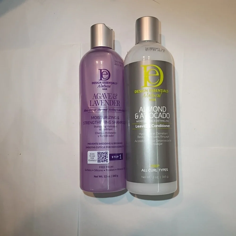 2x Lot Design Essentials Agave Lavender Shampoo + Almond Avacado Conditioner Set