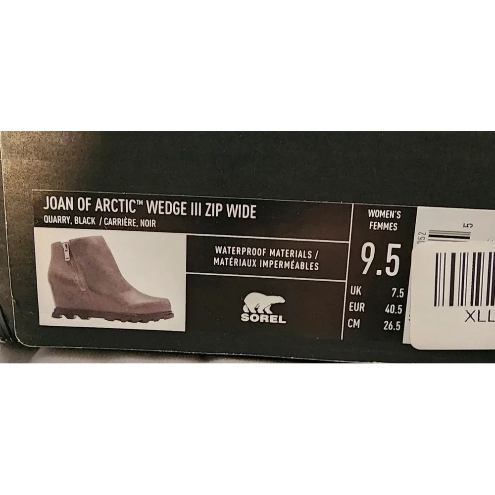 SOREL®‎ Women's 9.5 WIDE Joan Of Arctic™ Wedge III Zip Boot, Quarry/Black - $220