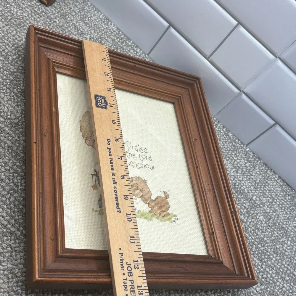 Precious Moments Cross‎ Stitch Framed VTG Christian Pictures W Sayings 1982 Hand