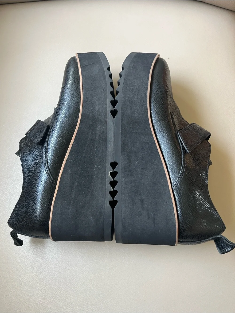 Eileen Fisher Black Zola Wedge Oxford Pebbled Leather  Loafers