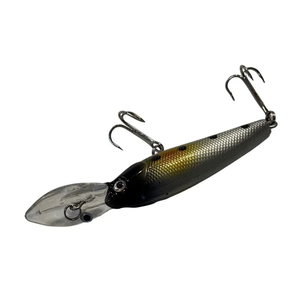 Deep Diving Crankbait Fishing Lure Silver Gold Black Dot 3.5 Inch 2 Treble Hooks