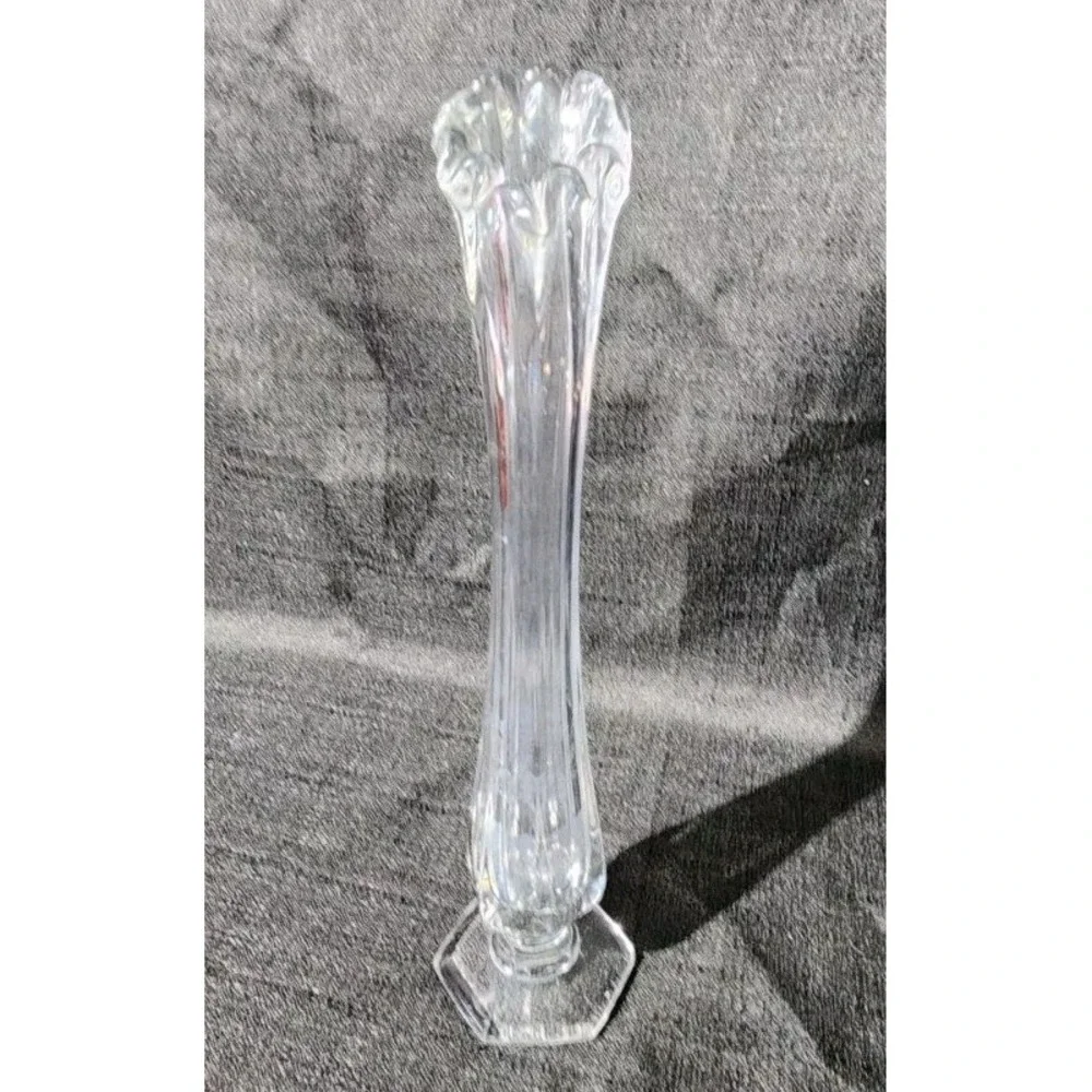 Vintage Clear‎ Ribbed Swung Stretch Glass Vase 12