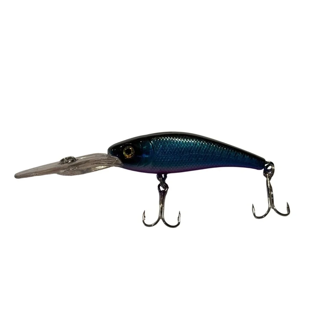 Blue Purple Iridescent Deep Diver Crankbait Fishing Lure 4 Inch Treble Hooks