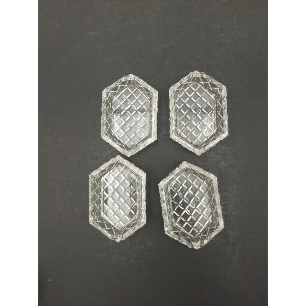 Vtg Set Of 4 Diamond Pattern Small Ashtrays Or Salt Cellars W/ Toothpick Holder‎