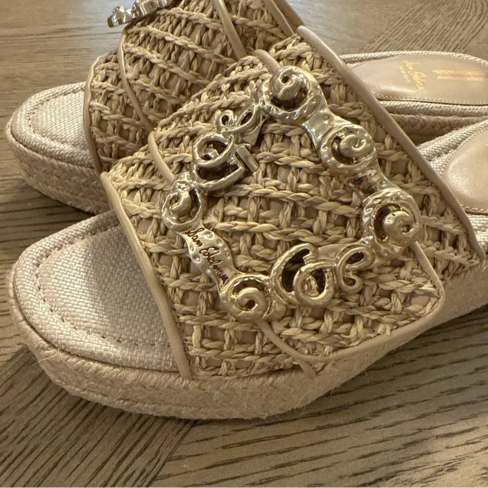 Women's Celia Raffia Buckle-Trim Wedge Sandals by Sam Edelman 8.5 New