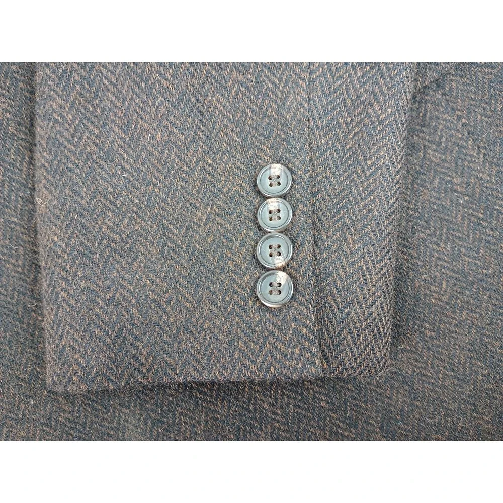 Ralph Lauren Mens 43R Brown Herringbone Wool Two Button Blazer Jacket