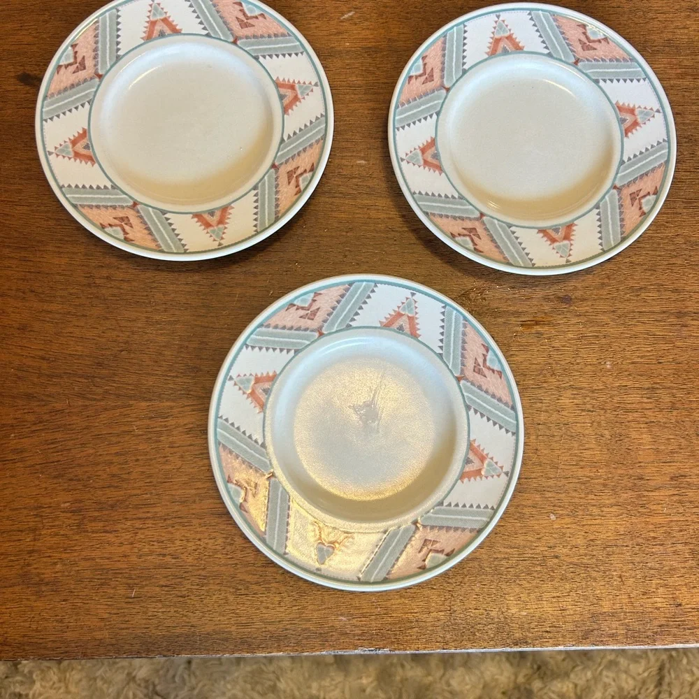Mikasa Intaglio CAC24 Santa Fe Aztec Cowgirl Coffee Cup Saucer - Set of 3