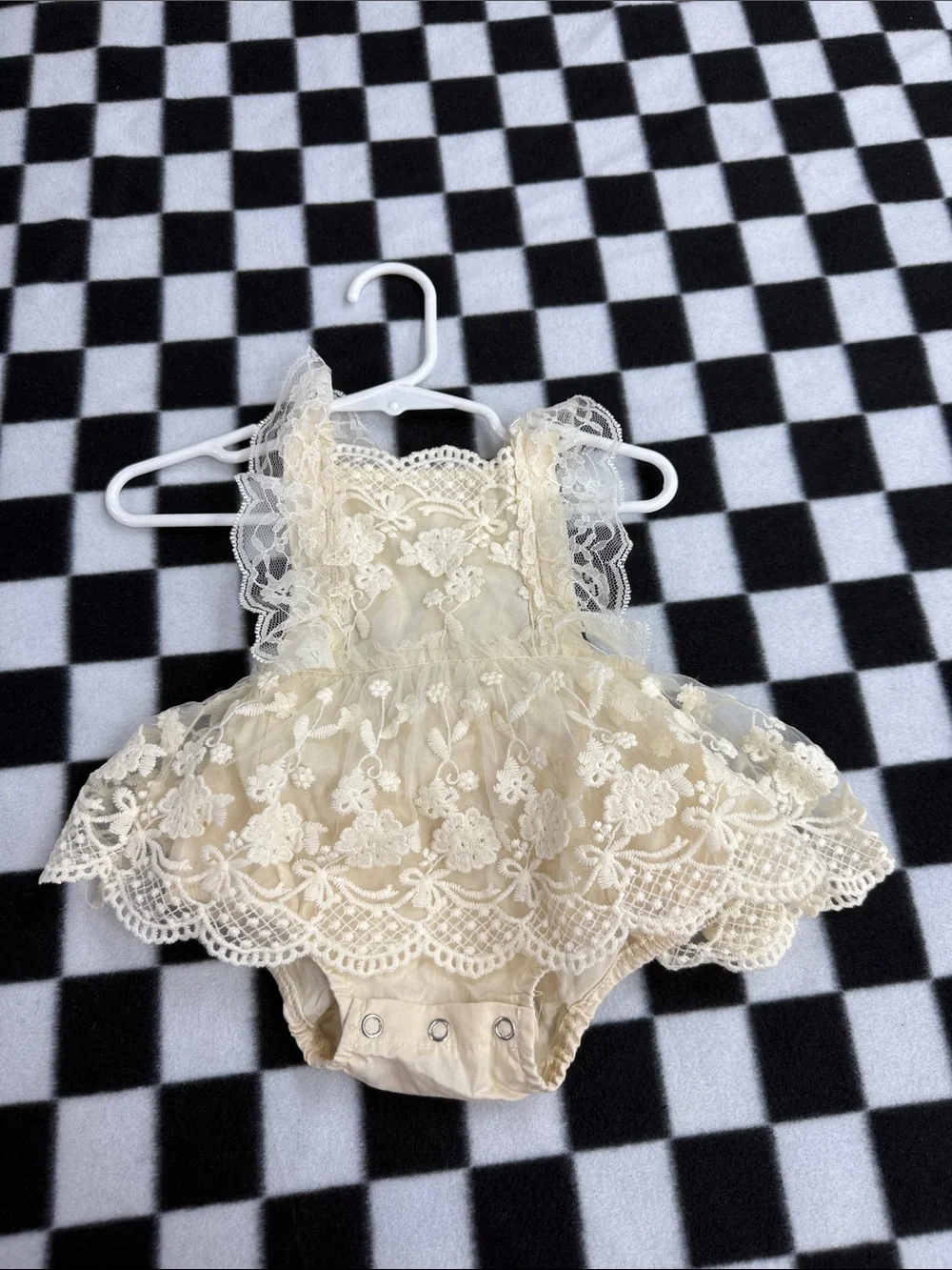 Ivory Lace Baby Romper Dress