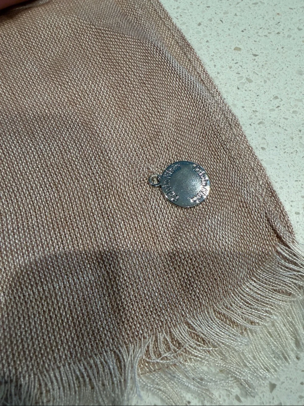 Calvin Klein - Tan, Cream and Taupe Striped Scarf.