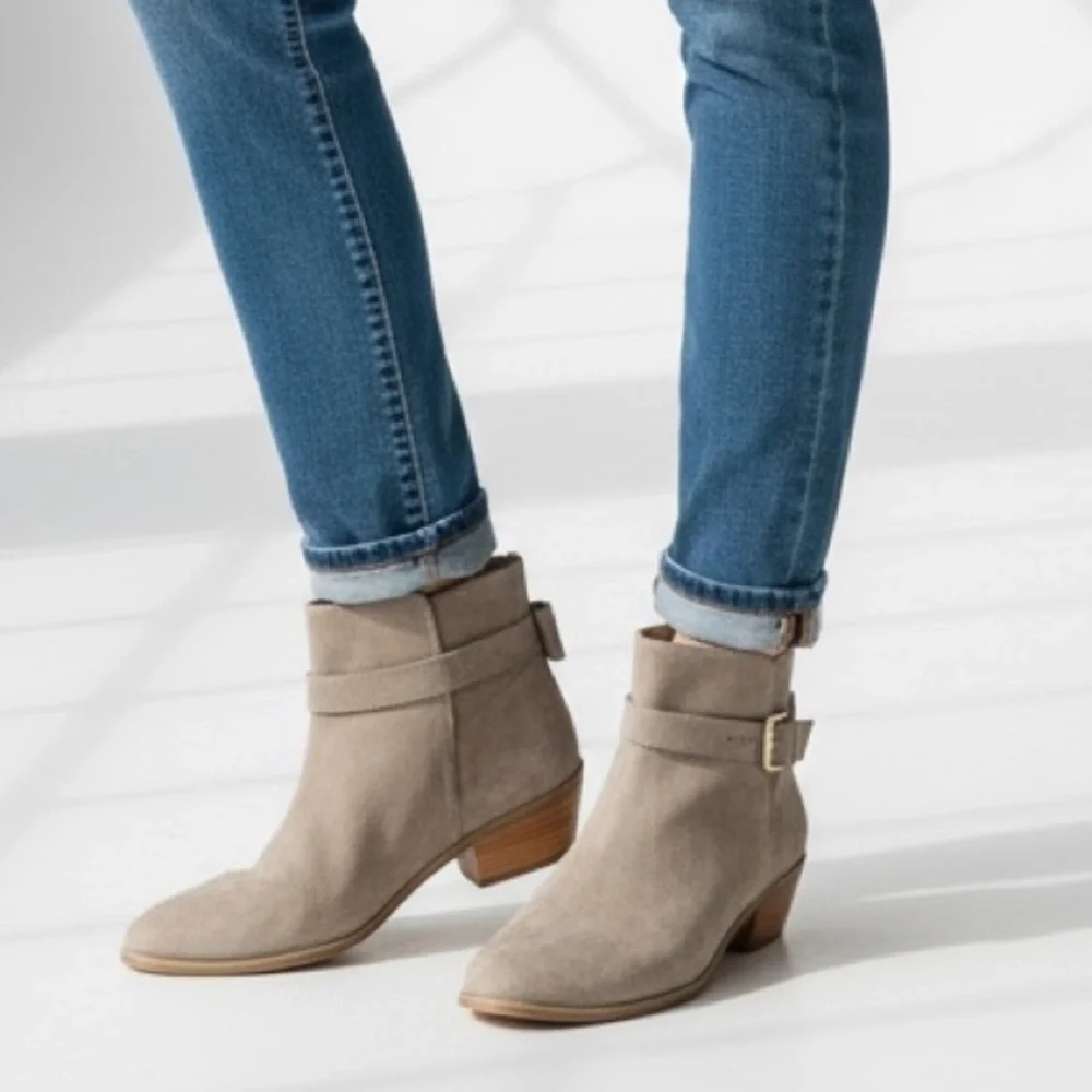 Kate Spade New York Taley Ankle Boot Tan Suede Sz 6 1/2