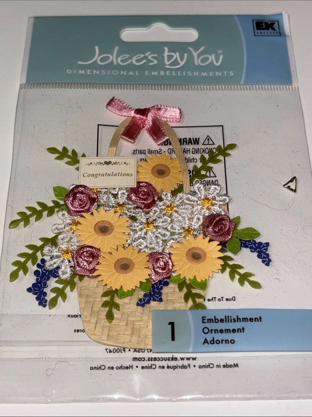JOLEE’S Boutique Flower Embellishment Knitting Straw hat Grandma Embellishment