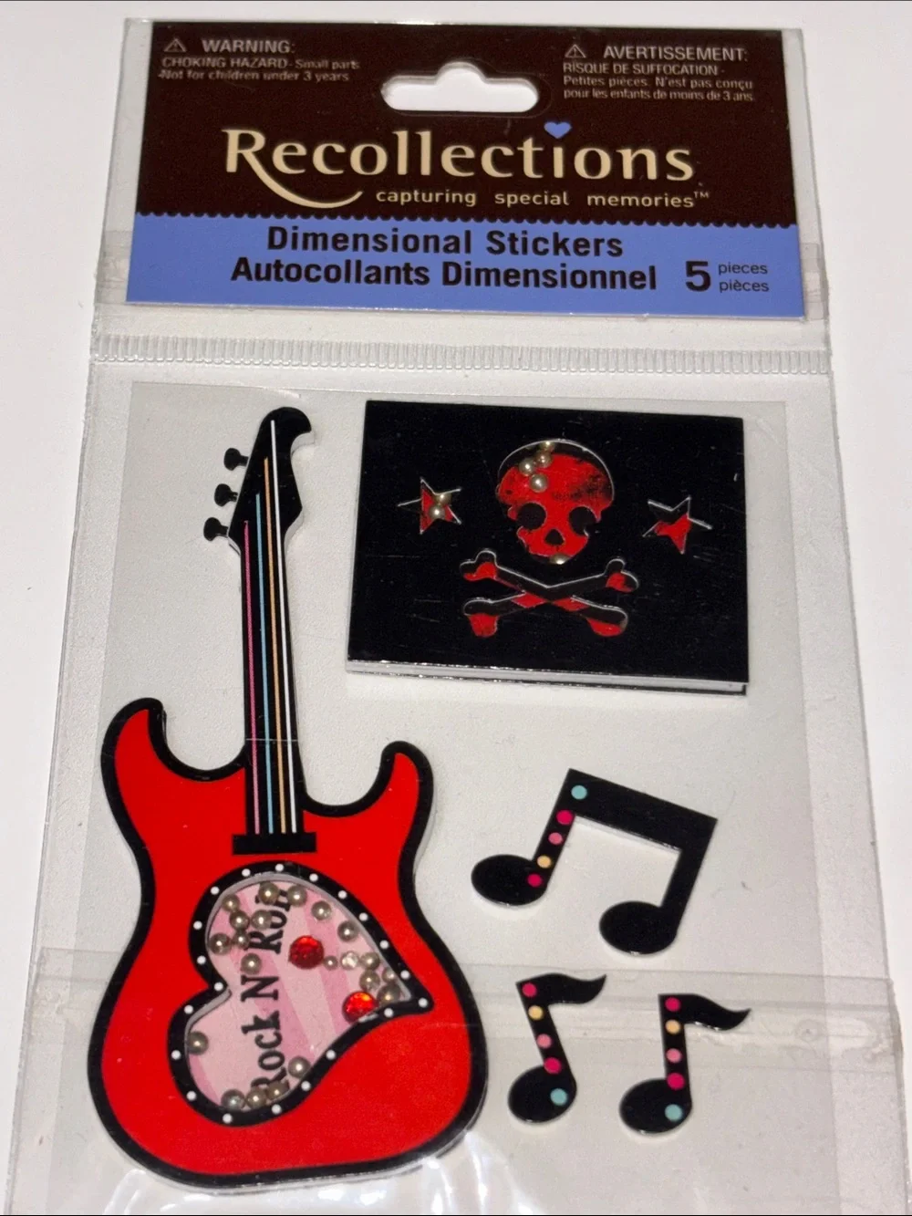 Recollections Red & Black Guitar Stickers Red Guitar Scrapbook Sticker Camp Rock