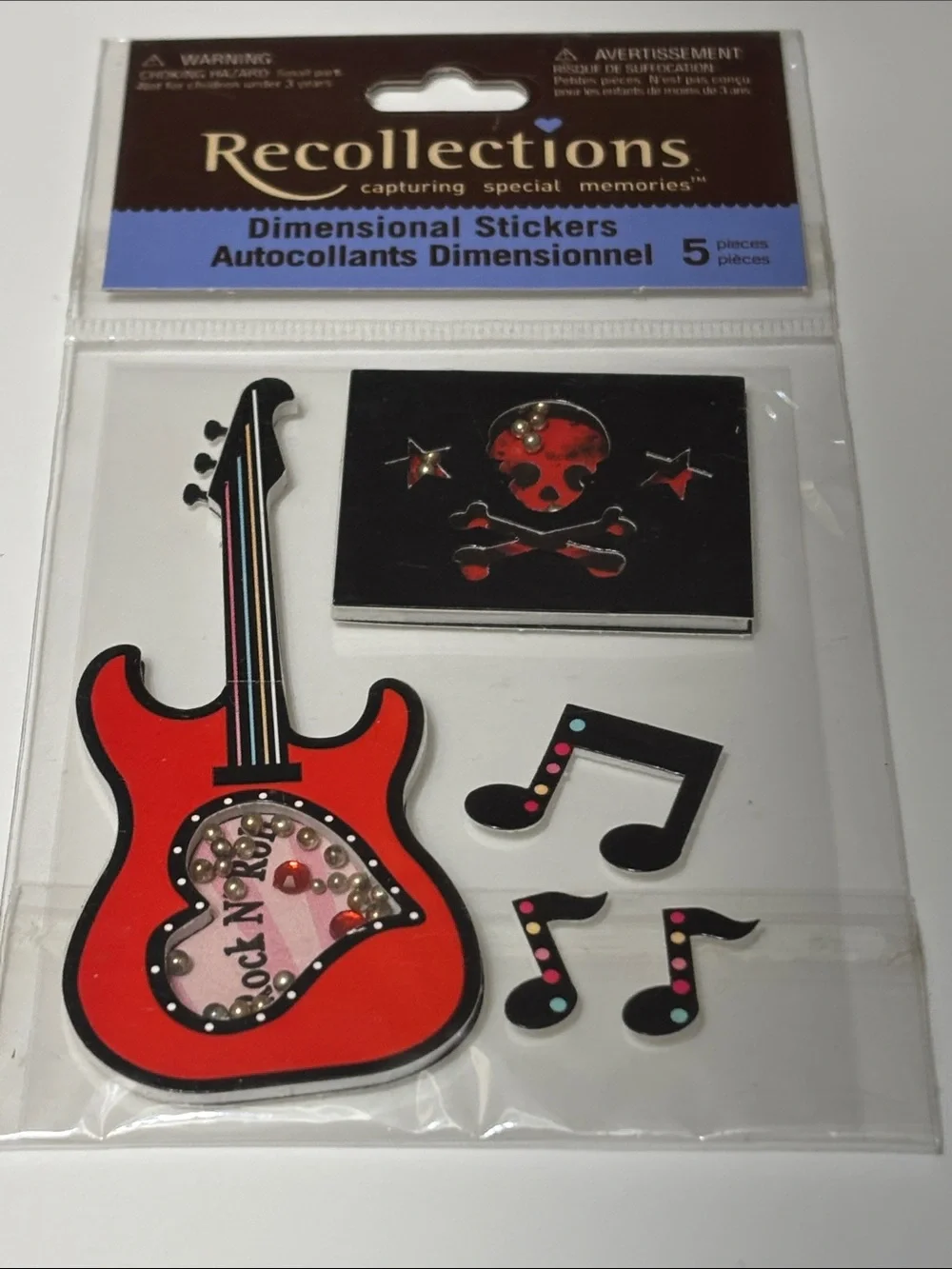 Recollections Red & Black Guitar Stickers Red Guitar Scrapbook Sticker Camp Rock