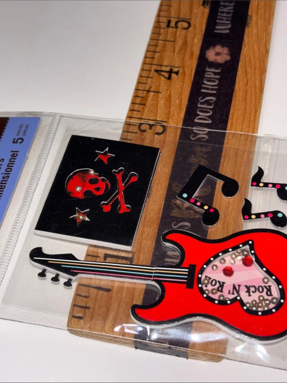 Recollections Red & Black Guitar Stickers Red Guitar Scrapbook Sticker Camp Rock