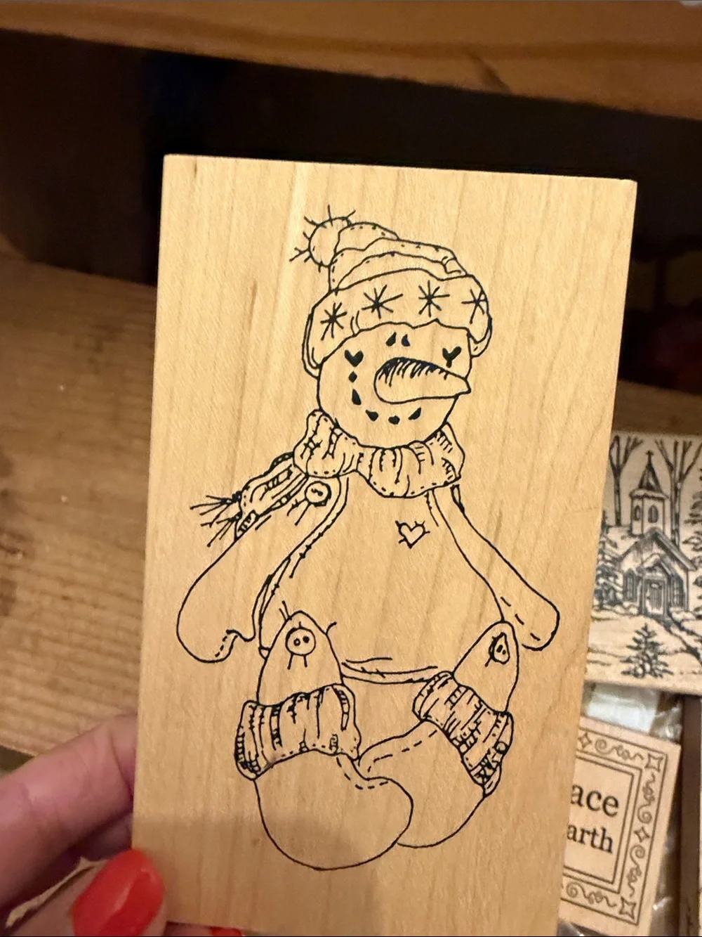 Holiday Rubber Stamp Set - Peace on Earth, Nativity, Snowman