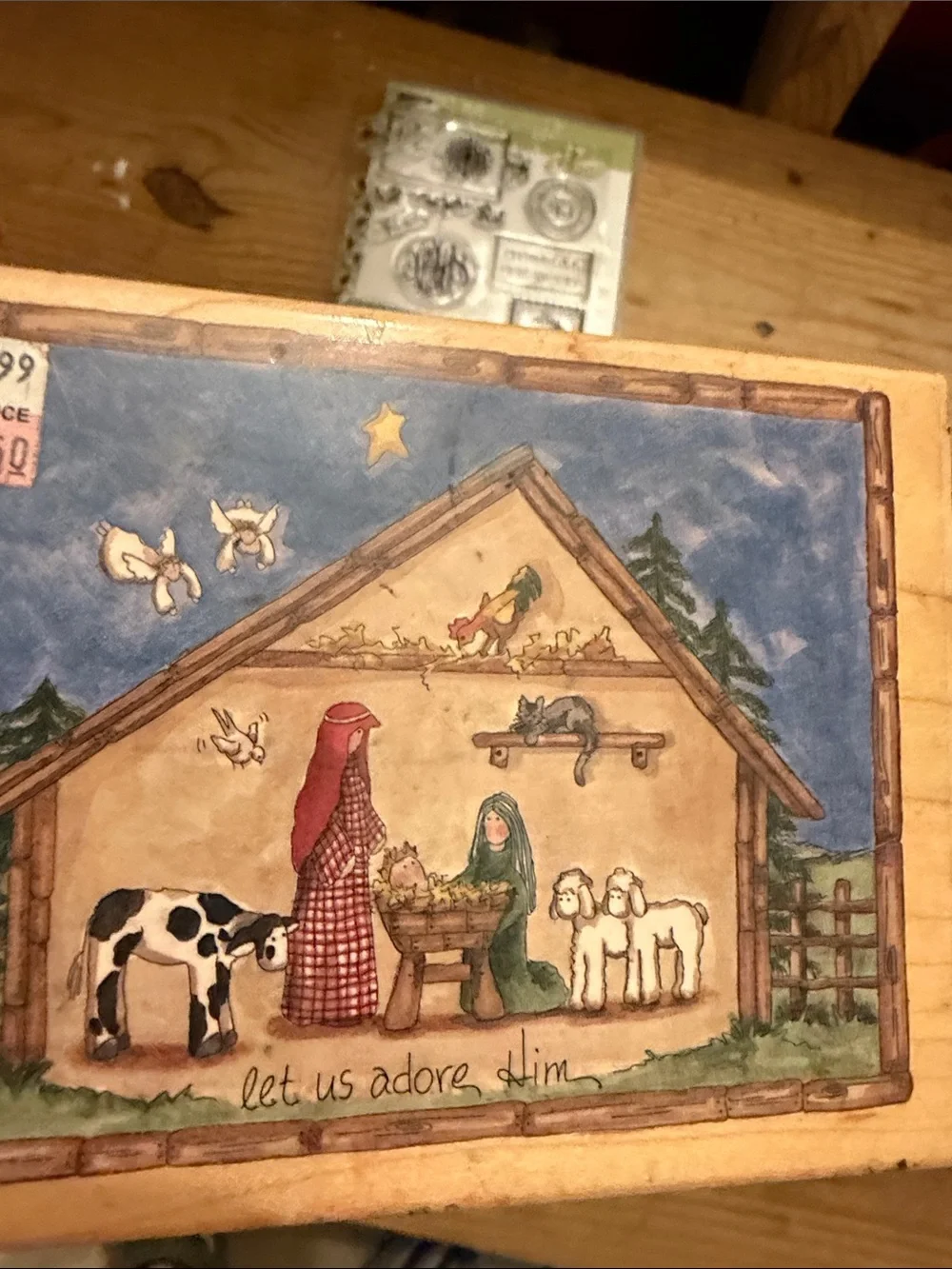 Holiday Rubber Stamp Set - Peace on Earth, Nativity, Snowman