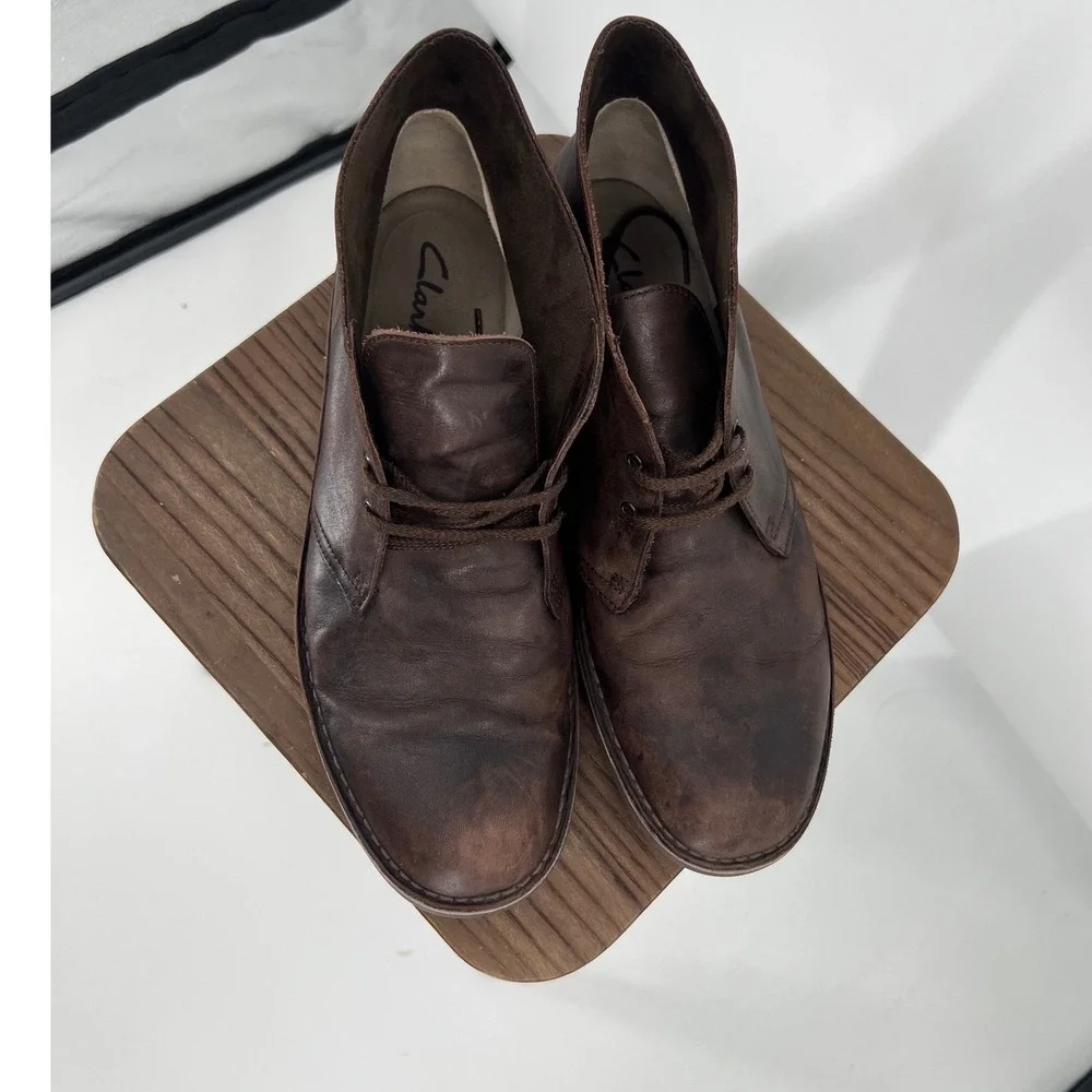 Clarks Bushacre 2 Chukka Boots Men's 13 Brown Leather Desert Boots Crepe Sole