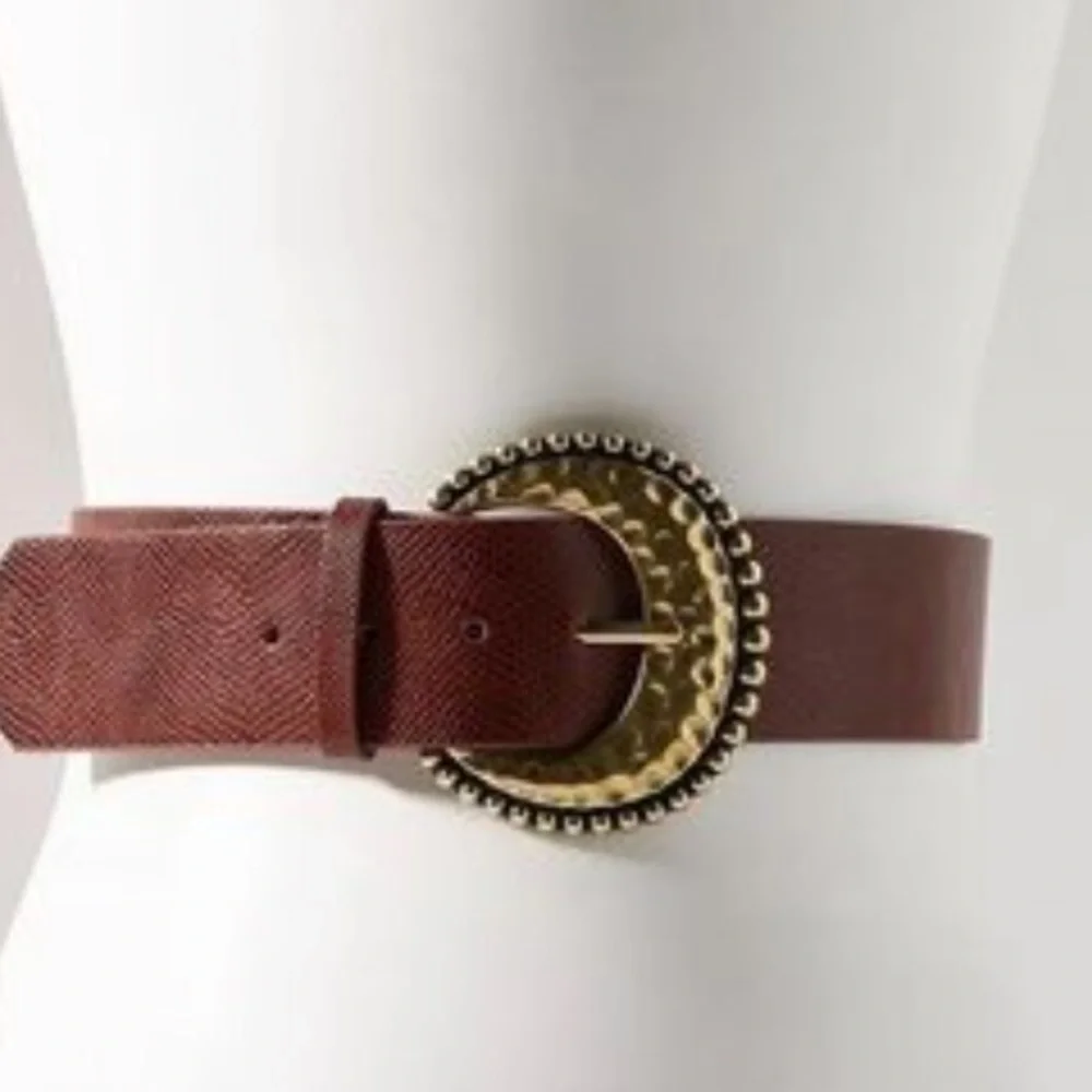 Anthropologie brown big buckle belt new with tags xs
