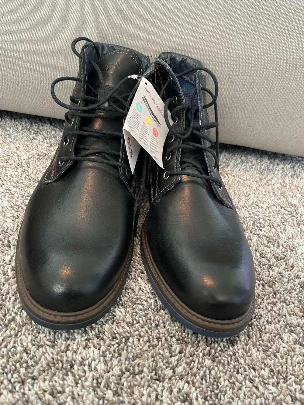 Italian made Men's Black Lace-Up Casual Boots