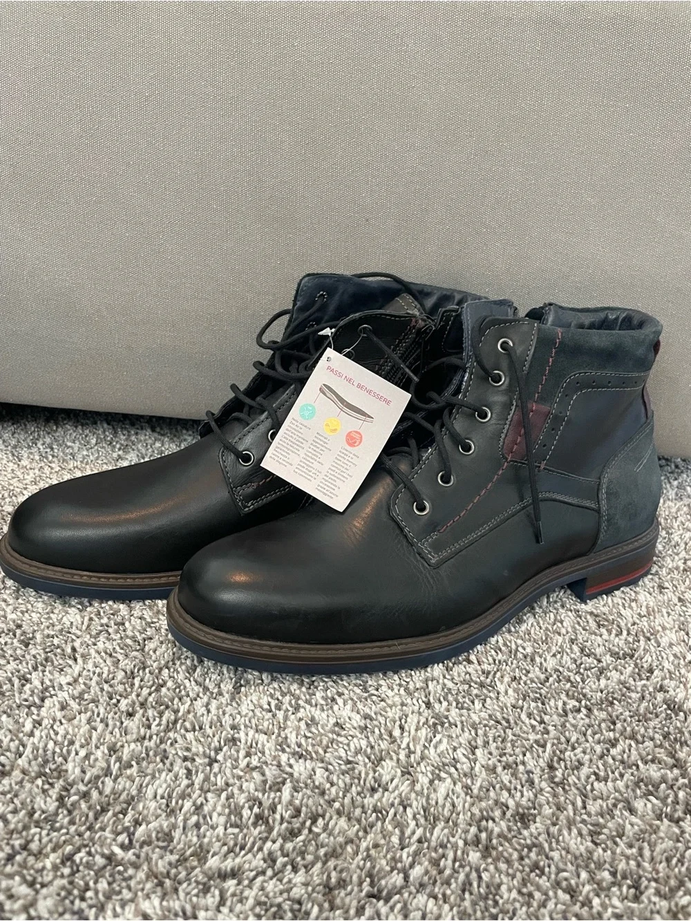 Italian made Men's Black Lace-Up Casual Boots