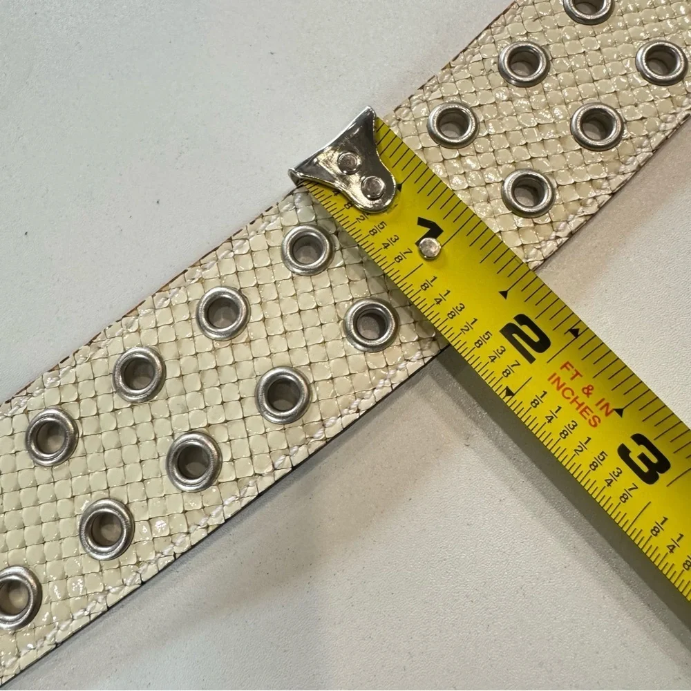 Vintage Vita Nuova Italian Leather Studded Belt Made in Italy Snakeskin Texture