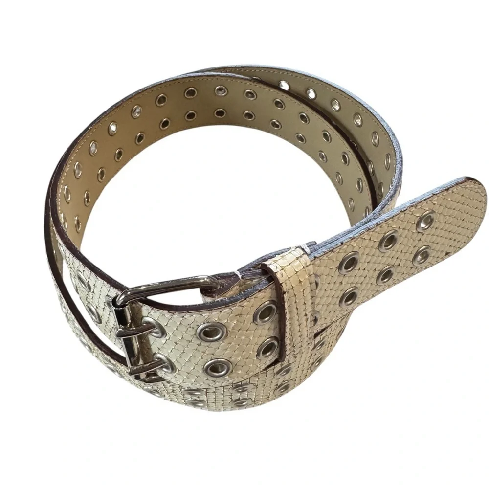 Vintage Vita Nuova Italian Leather Studded Belt Made in Italy Snakeskin Texture