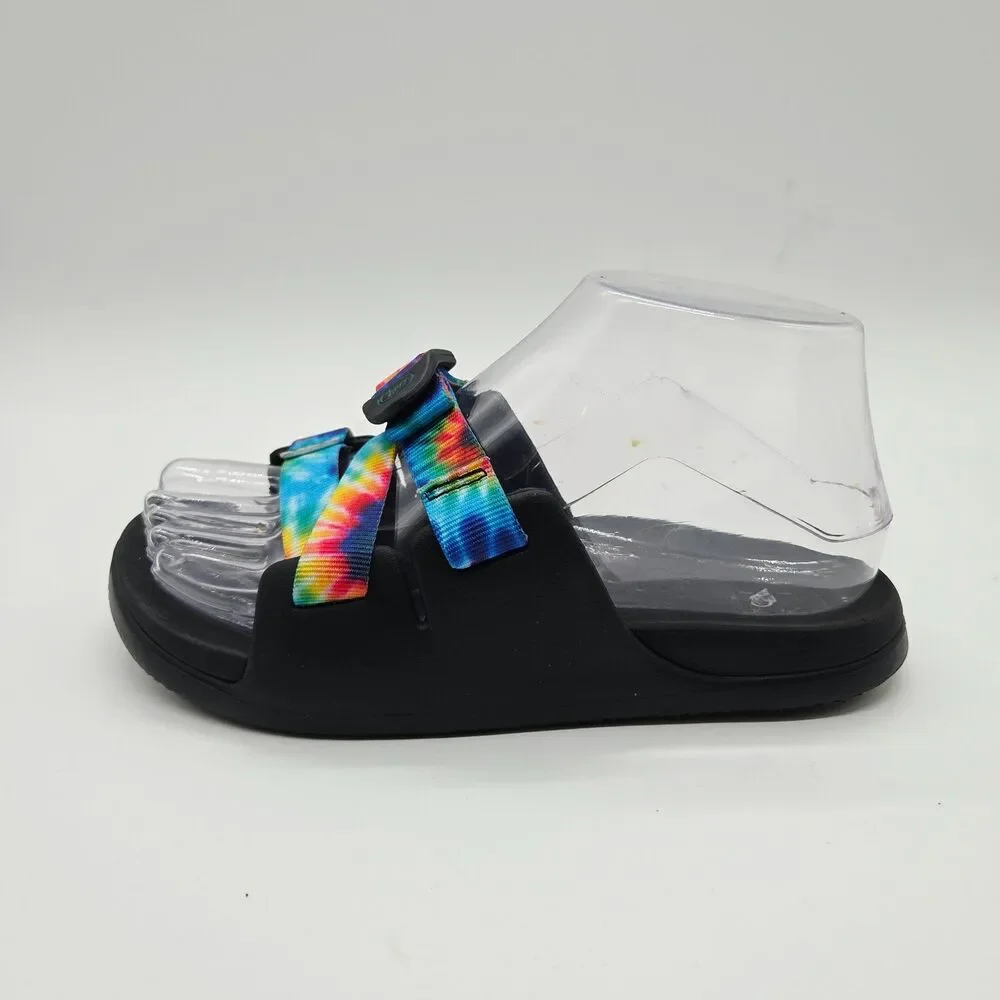 Chaco Chillos Slide Sandal Lightweight Rainbow Tie Dye Big Kids Size 4