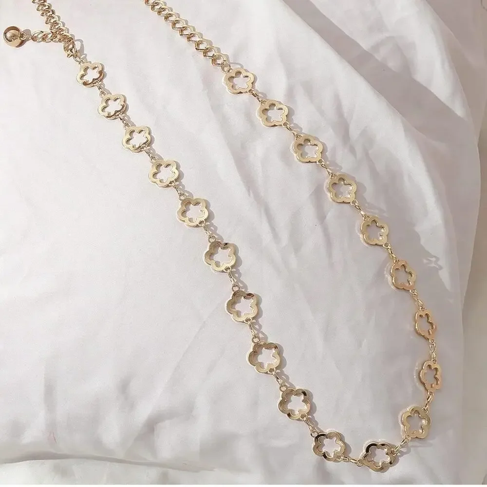 Gold Clover Leaf Waist Chain Belt