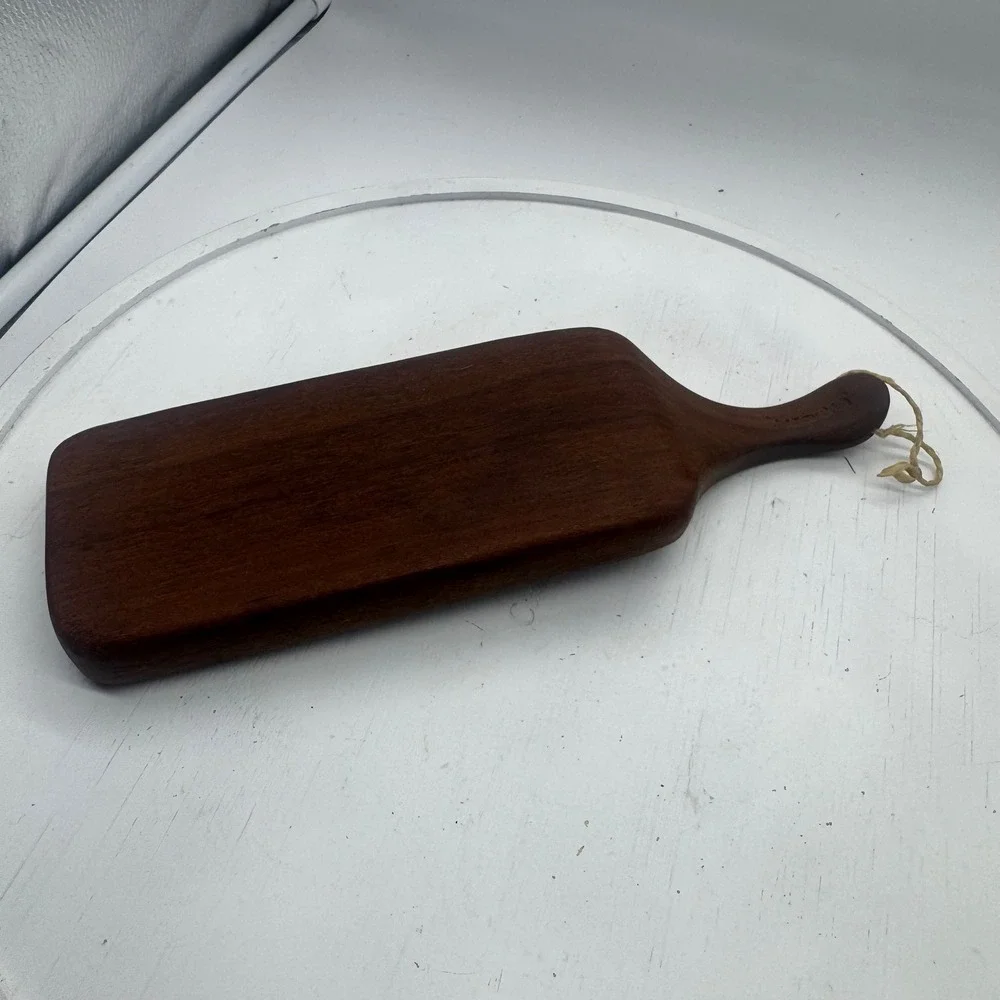 Vintage Cherry Wood Serving Tray Recessed Charcuterie Cheese Board Handle 10