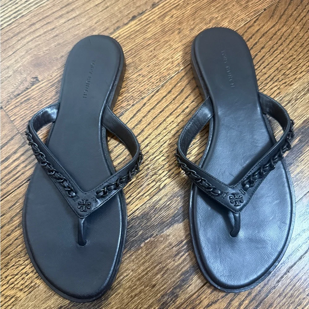 Tory Burch Everly Chain Thong Paris Nappa Women's Sandal sz 7