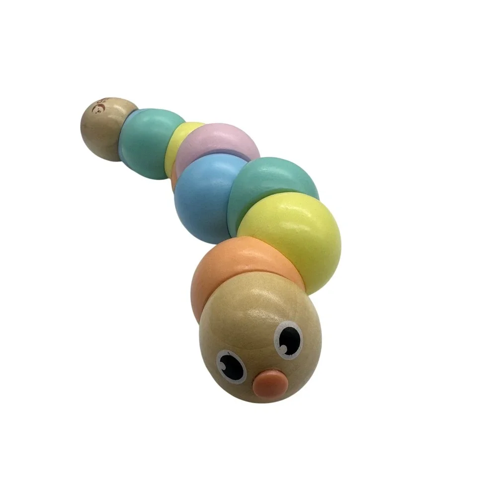 Classic World Wooden Caterpillar Toy Flexible Pastel Twistable Sensory Toddler