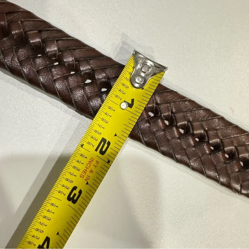 VTG Lands’ End Braided Brown Leather Belt | Size 35 | Classic Casual Style