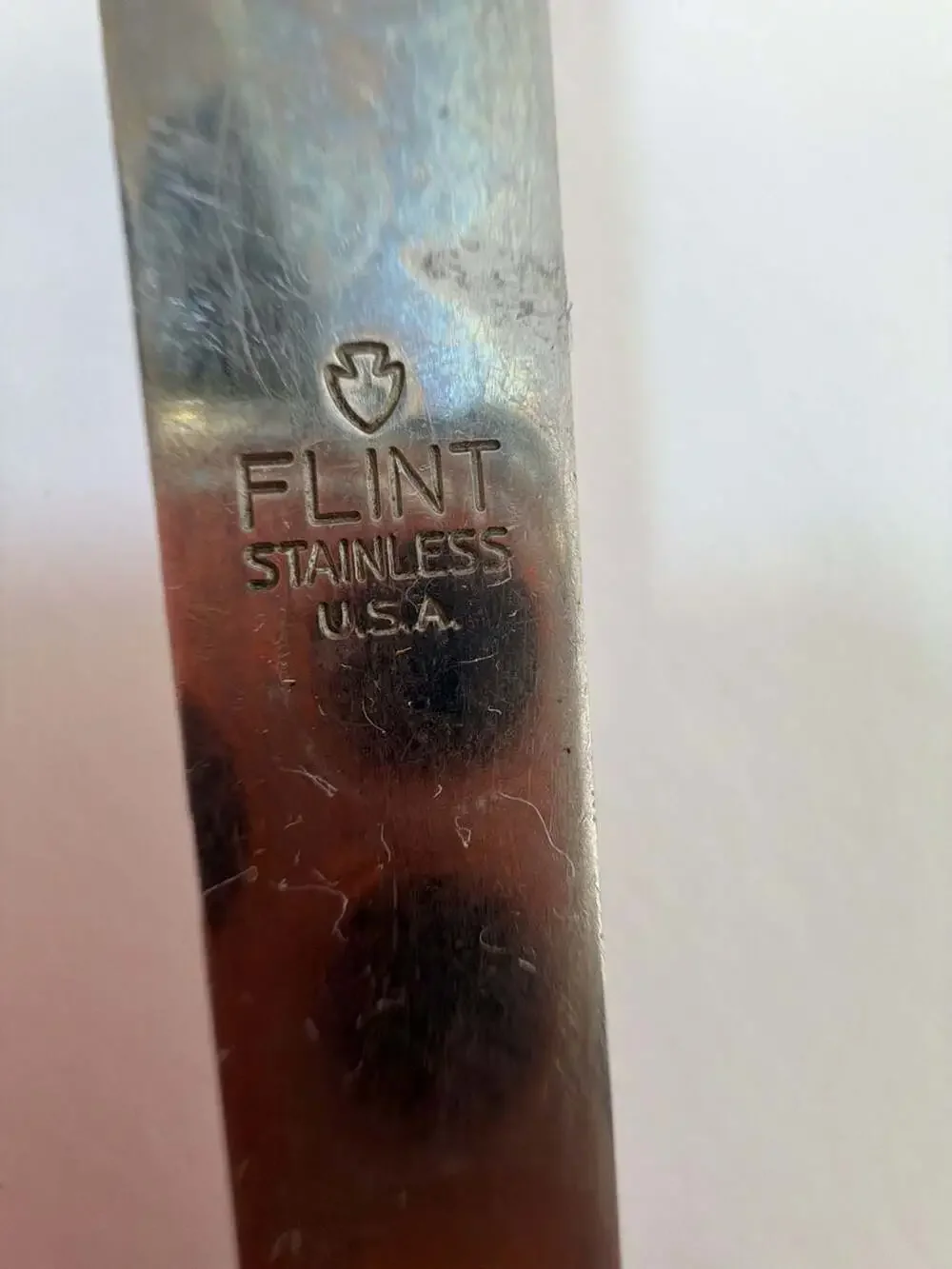 Vintage Flint Stainless USA Two-Prong Carving Fork with‎ Wood Handle
