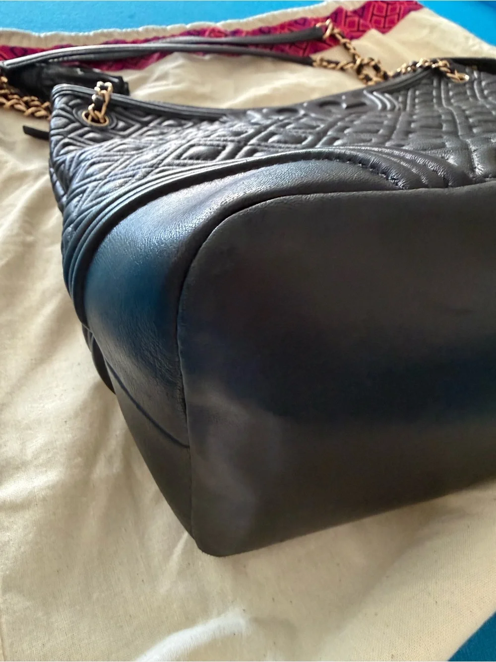 Tory Burch Fleming Black Quilted Leather